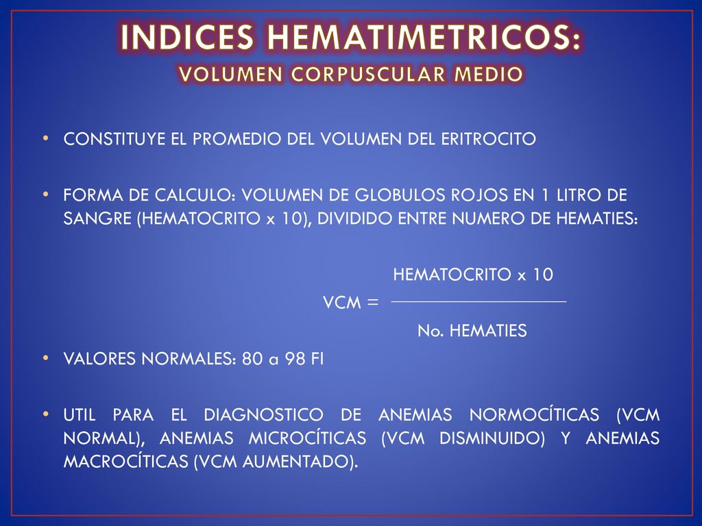 Volumen corpuscular medio calculo